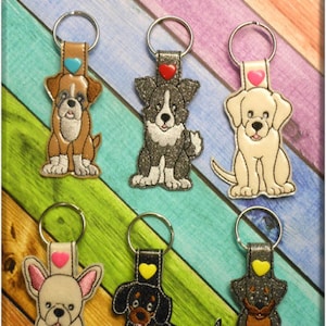 In The Hoop Dog Key Fob Set 4 Embroidery Machine Design Set