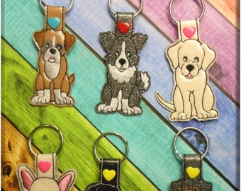 In The Hoop Dog Key Fob Set 4 Embroidery Machine Design Set