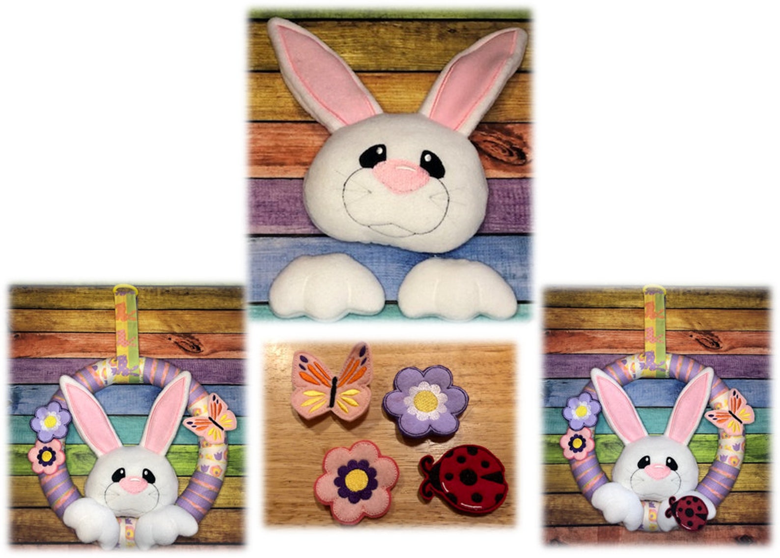 In the Hoop Bunny Wreath Pieces FULL SET Embroidery Machine Etsy