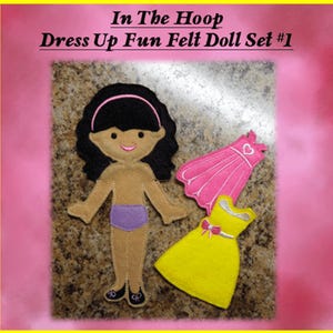 In The Hoop Dress Up Fun Doll Set #1 Embroidery Machine Design