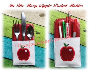 In The Hoop Apple Pocket Holder 5x7 Embroidery Machine Design