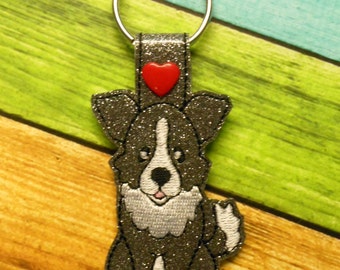 Border Collie Key Fob Embroidery Machine Design
