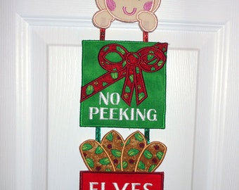 In The Hoop Door Sign "No Peeking" Design for Embroidery Machine