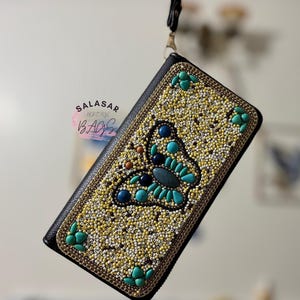 Handmade Beaded Butterfly Clutch Bag | Designer Wristlet Purse | Colourful Ethnic Party Clutch