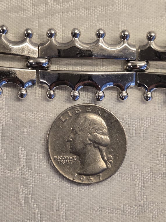 Vintage Signed Monet Bracelet Silvertone 70s Esta… - image 7