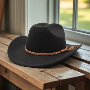 Vintage Western Cowboy Hat: Wide Brim Fedora - Unisex All-Seasons
