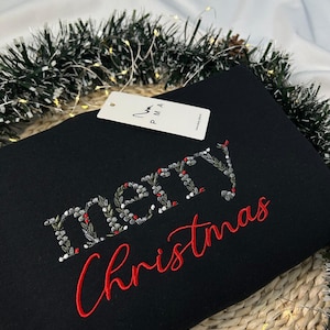 Christmas embroidered sweatshirt Merry Christmas Embroidered Christmas Crewneck Sweatshirt Embroidered Hoodie Sweatshirt Custom Xmas Gift