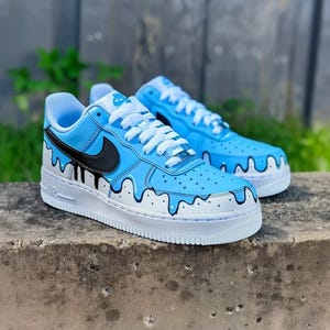 Nike Air Force 1 Custom Baby Blue Drip Sneakers
