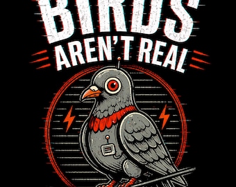 Robotic Pigeon Poster, Glitch Art Conspiracy Print (Digital Download)
