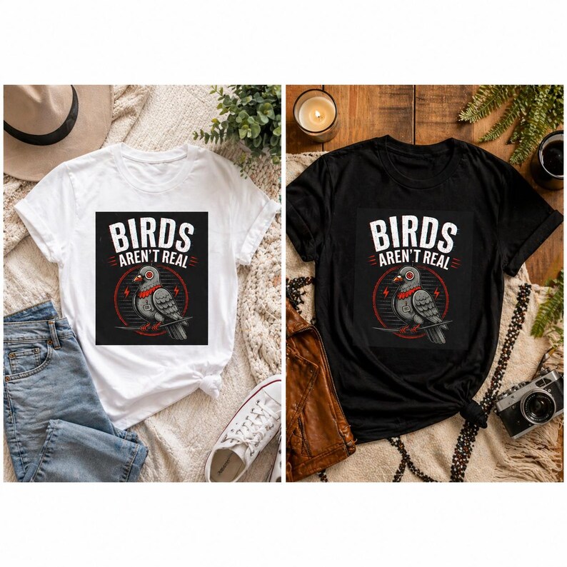 Birds Aren't Real pigeon design Tee | Conspiracy, Retro Graphic Shirt image 4