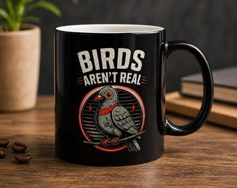 Birds Aren't Real illustration Mug | Ceramic coffee cup
