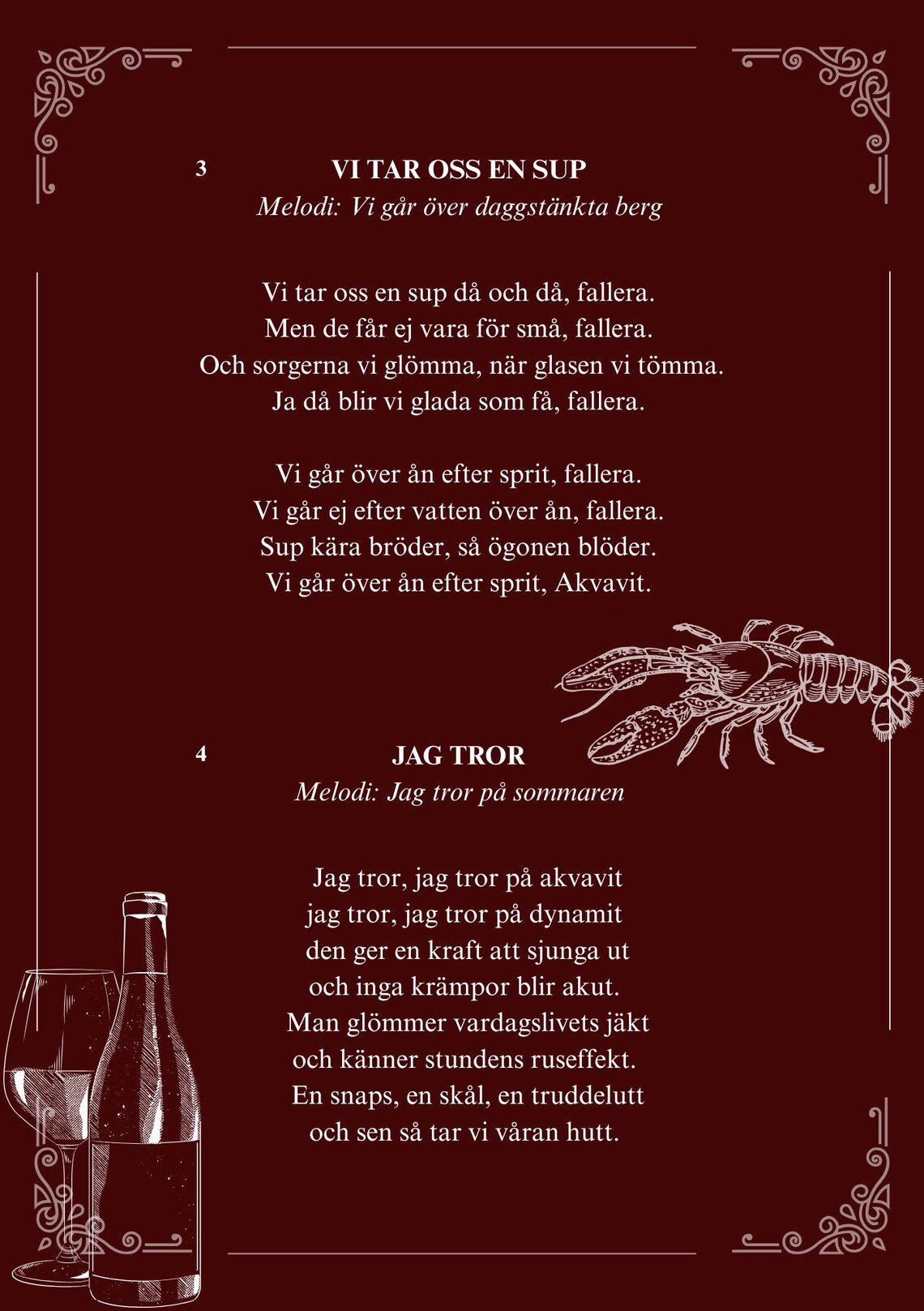 Snapsvisor Snapsvisor Häfte – Kräftskiva Canva Mall • Swedish Crayfish Party ...