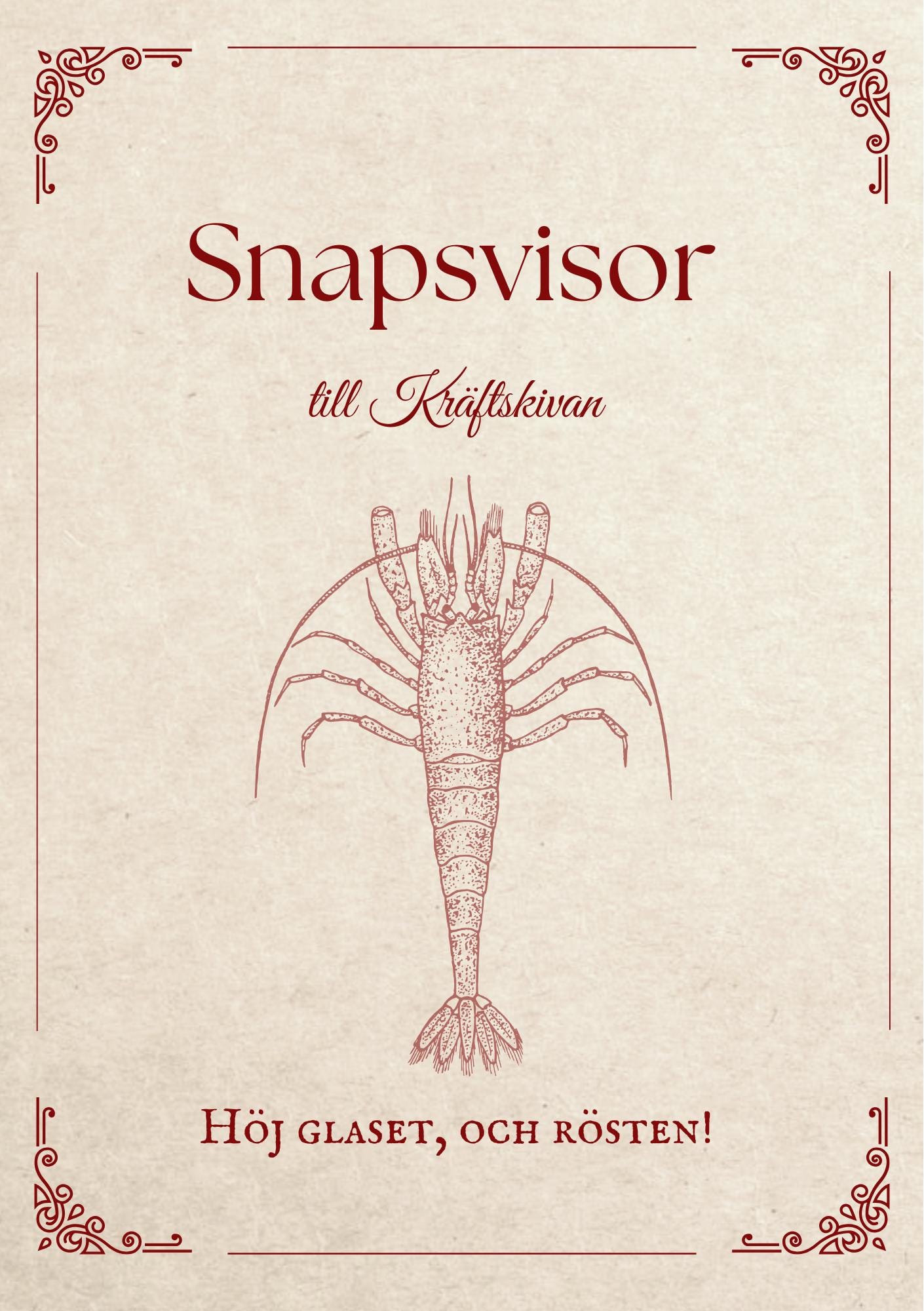 Snapsvisor Snapsvisor Häfte – Kräftskiva Canva Mall • Swedish Crayfish Party ...