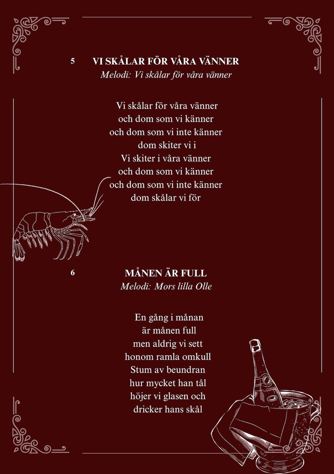 Snapsvisor Häfte – Kräftskiva Canva Mall • Swedish Crayfish Party ...