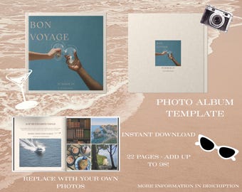 Modèle d'album photo Canva : album de voyage, journal souvenir (téléchargement numérique, 20 x 20 cm)