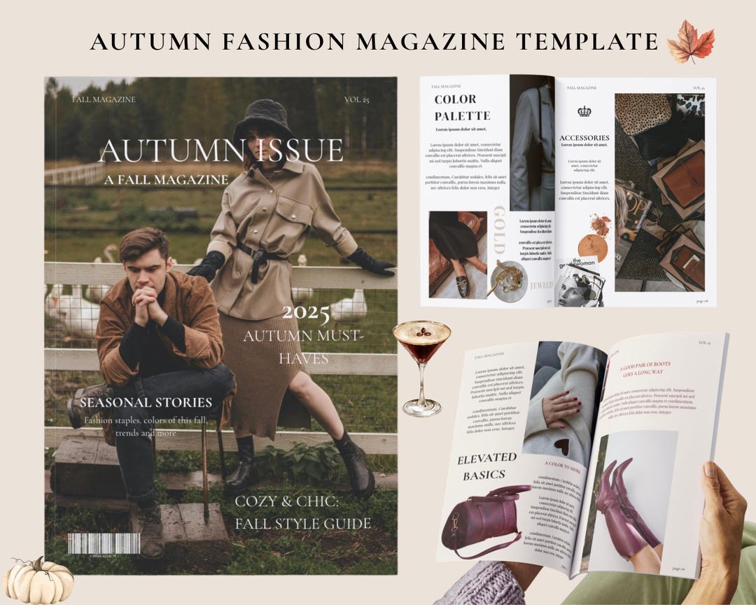 Vogue Inspired Magazine Template for Fall/autumn: DIY Fashion Layout ...