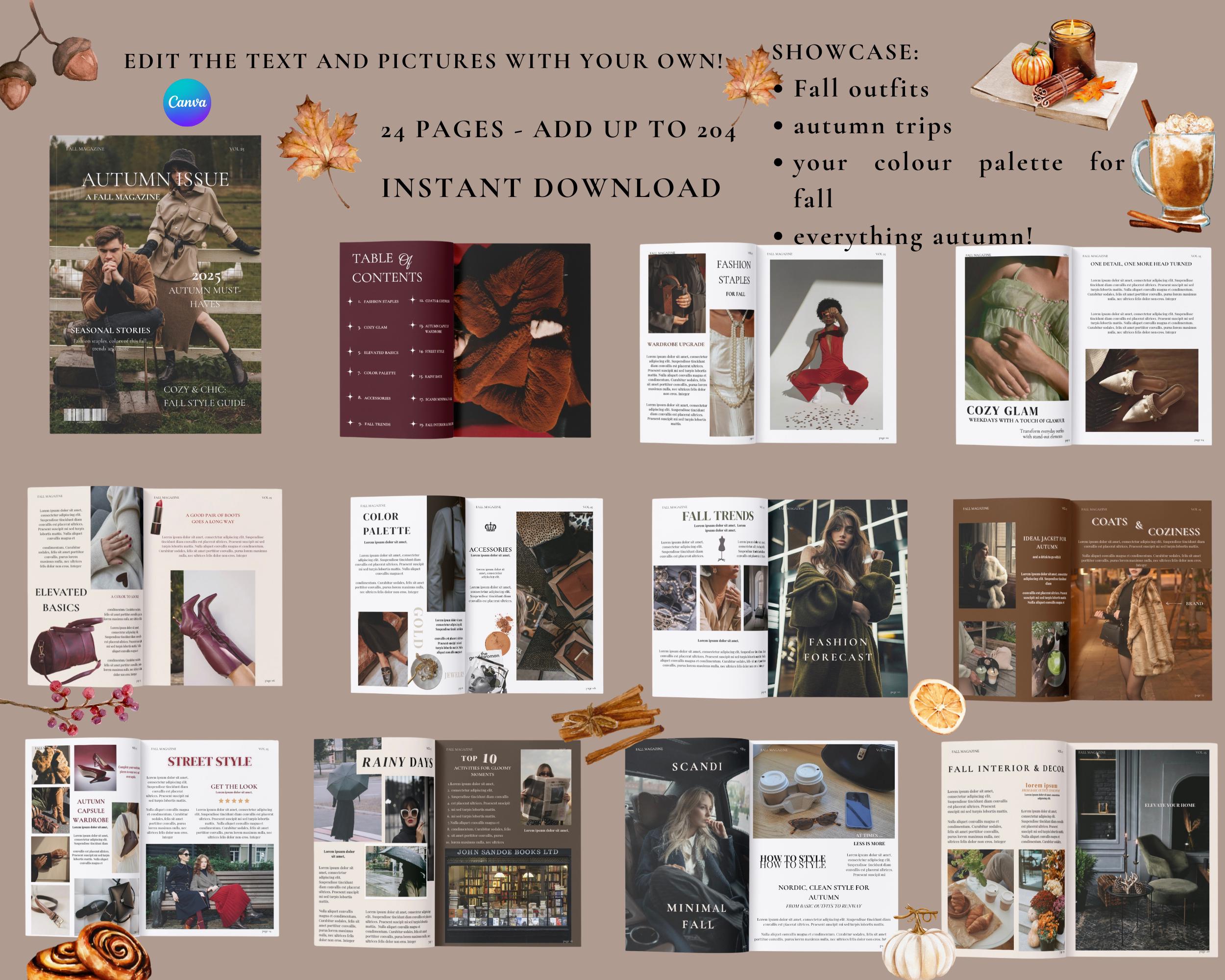 Fall Fashion Magazine Template: DIY Canva Layout (A4/A5 Digital ...