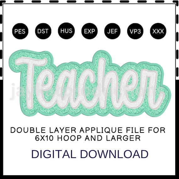 Double Layer Machine Embroidery Applique design for HTV-Teacher