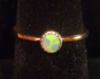 OPAL RING australian size 7 1/4 up to sz 71/2 14K gold filled & sterling silver