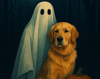 Golden Retriever Halloween Print: Ghost, Pumpkin, Spooky Dog Art (Digital  Print, UNFRAMED), Ghost Dog, Frameable, Halloween, Halloween Decor