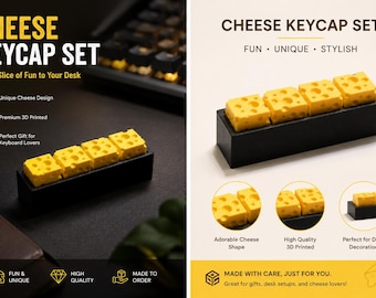 3D Printed Cheese Keycap Set, Cheese Desk Toy, Fidget