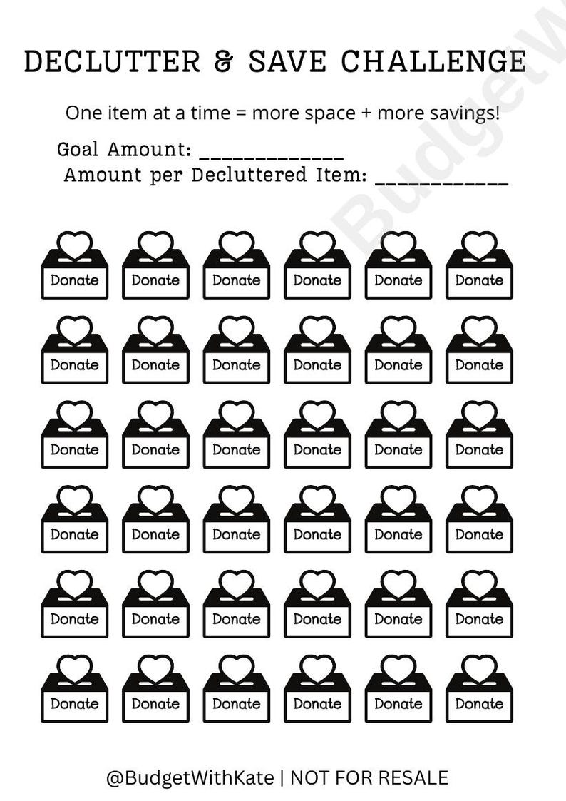 Declutter and Save Challenge – Printable Savings Tracker PDF, A6 or ...