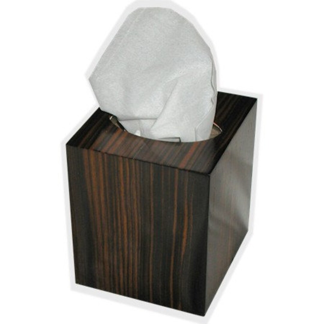 Tissue Box Cover Cube Square Boutique Size in Striped Macassar Ebony
