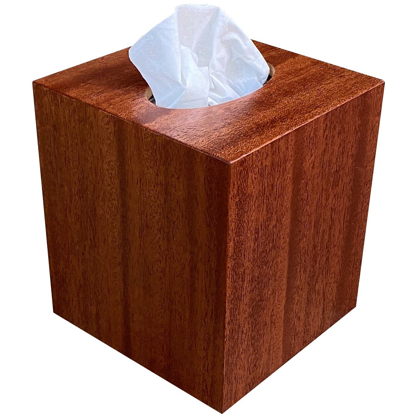 Tissue Box Cover Cube Square Boutique Size Made in Antique Mahogany