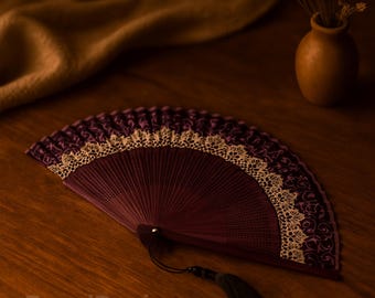 Elegant Folding Fan – Classic Bamboo Hand Fan with Tassel | Perfect Holiday Gift & Home Decoration for Parties and Special Occasions