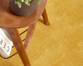 Hand-Tufted Wool Rug: Solid Moss Yellow, Elegant Design