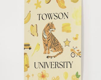 Decoración de pared de la Universidad de Towson: Impresión artística digital de la mascota tigre para dormitorio u oficina / Póster imprimible amarillo