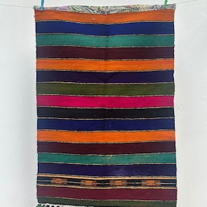 Tapete Kilim tecido à mão vintage: tapete colorido de lã Boho turco Yörük