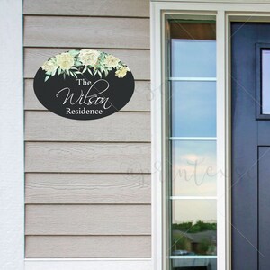 Home Welcome Size, Customizable Aluminum House Sign, Floral Outdoor Residence Sign, House Sign With Last Name