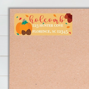 Harvest Time Return Address Labels, Fall Leaves and Pumpkin Return Address Labels, Pumpkin and Leaves Address Label