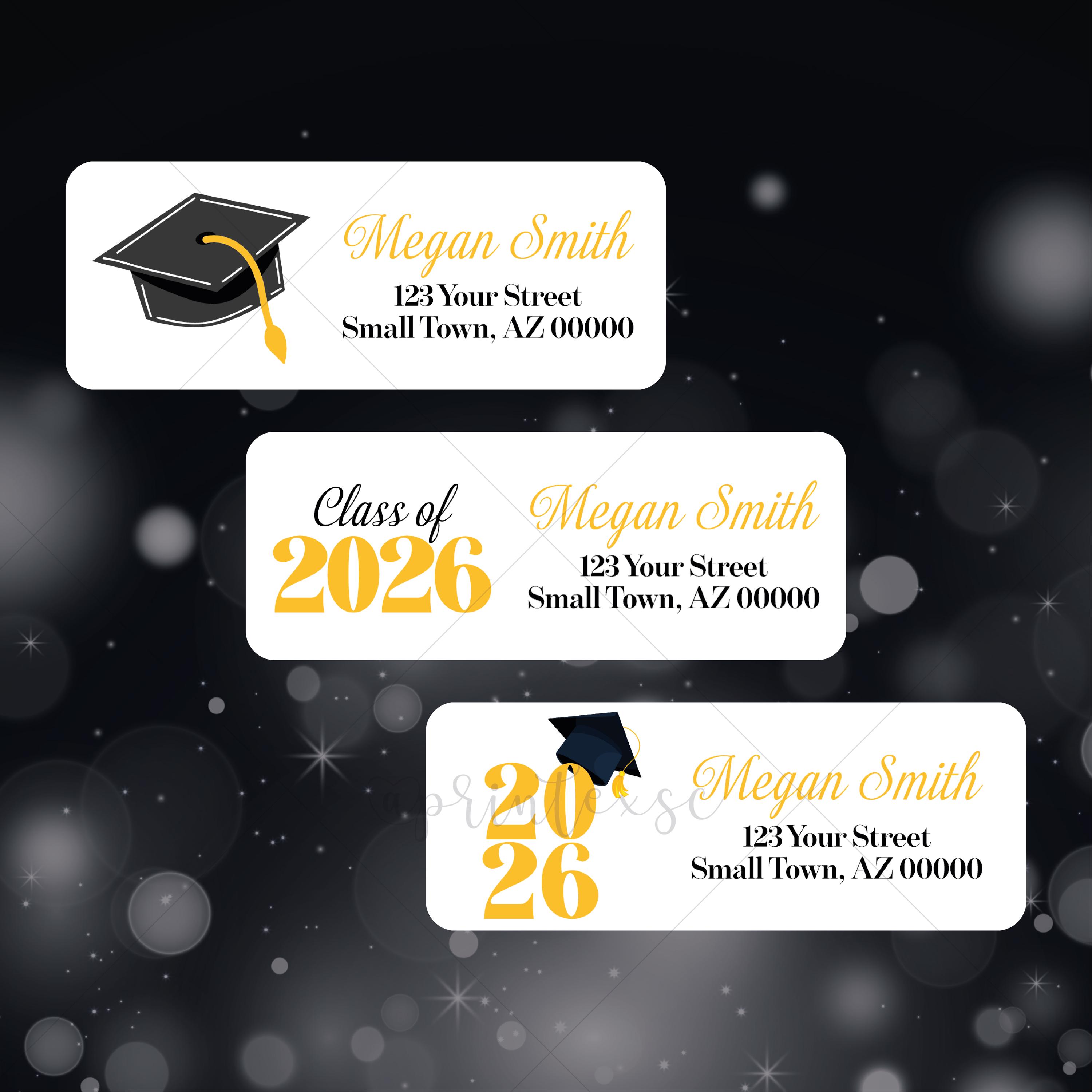 Grad Address Labels Graduation Return Address Labels, Class of 2026 Mailing Stickers for ...