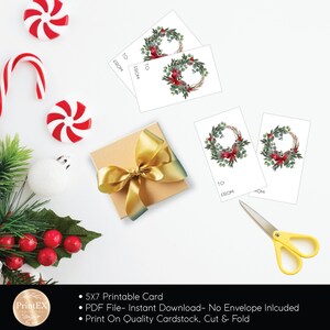 Vintage Christmas Wreath Printable Tags, Digital Download Christmas ...