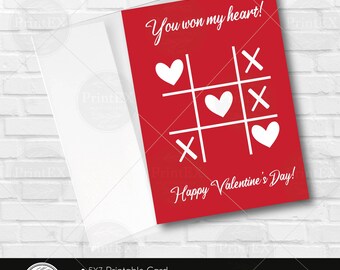 Handmade Valentine's Day Card: Tic Tac Toe Hearts Design - Etsy