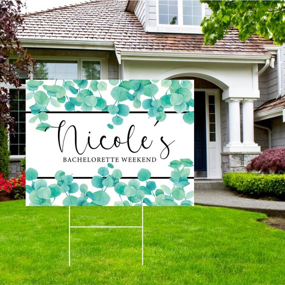 Bridal Shower Yard Sign Greenery Leaf Bridal Shower Lawn Etsy