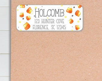 Candy Corn Return Address Labels for Fall and Harvest Time, Fall Time Address Labels, Halloween Address Labels, Harvest Return Address Label