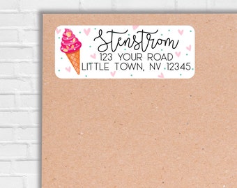 Fun Summer Ice Cream Address Labels, Summer Party Address Labels, Return Address Labels