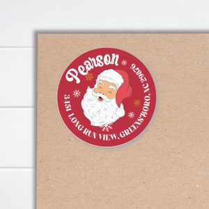 Vintage Santa Christmas Return Address Label, Jolly Old Saint Nicholas Retro Return Address Label, Custom Santa Christmas Address Label