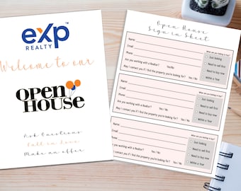 EXP Realty Open House druckbare Beschilderung, Open House Sign In Sheets Sofortiger Download