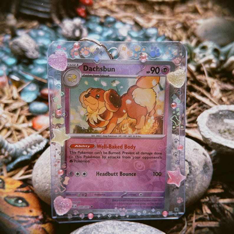 Decorated Pokémon KPOP Card Keychain – Cute Handmade Holo Display Charm ...