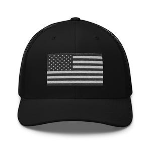 Embroidered Trucker Cap - American Flag Design