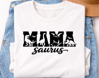 Mama Saurus Shirt, Mom Dinosaur T-Shirt, Funny Mom Tee, Dino Lover Graphic Printed Tee, Mothers Day Gift, Cute Mama Gift, Womens Dino Top