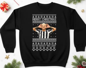Merry Xmas Ho Ho Howay The Lads Christmas Jumper, Funny Newcastle United Sweater, Bruno Xmas Gift Top, Football Holiday Sweatshirt for Fans