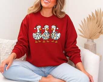 Sweat à Capuche Canard De Noël / Père Noël - Design Humoristique, 241 G, Coupe Classique, Col Tissé - 8