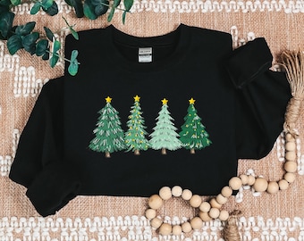 Xmas Tree Sweatshirt, Cute Christmas Jumper, Christmas Tree Lights Sweater, Festive Holiday Sweatshirt, Cozy Xmas Gift Sweatshirt for Women