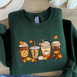 Pumpkin Spice Autumn Coffee Jumper, Cozy Fall Sweatshirt for Women