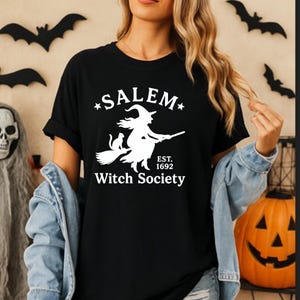 Halloween Salem Witch Society T Shirt, Vintage Witch Halloween Tee for Women, Spooky Witchcraft Fall Top, Salem Witchy Shirt, Halloween Tee